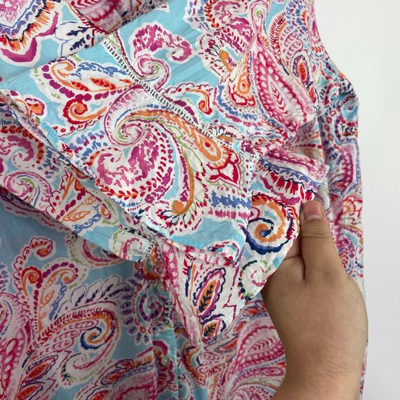 Lauren Ralph Lauren Colorful Paisley Button Down Blouse size Large - Picture 5 of 16